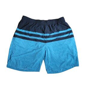 Kirkland Signature Swim Shorts Mens Size L Large Blue Black Swimsuit Pull On